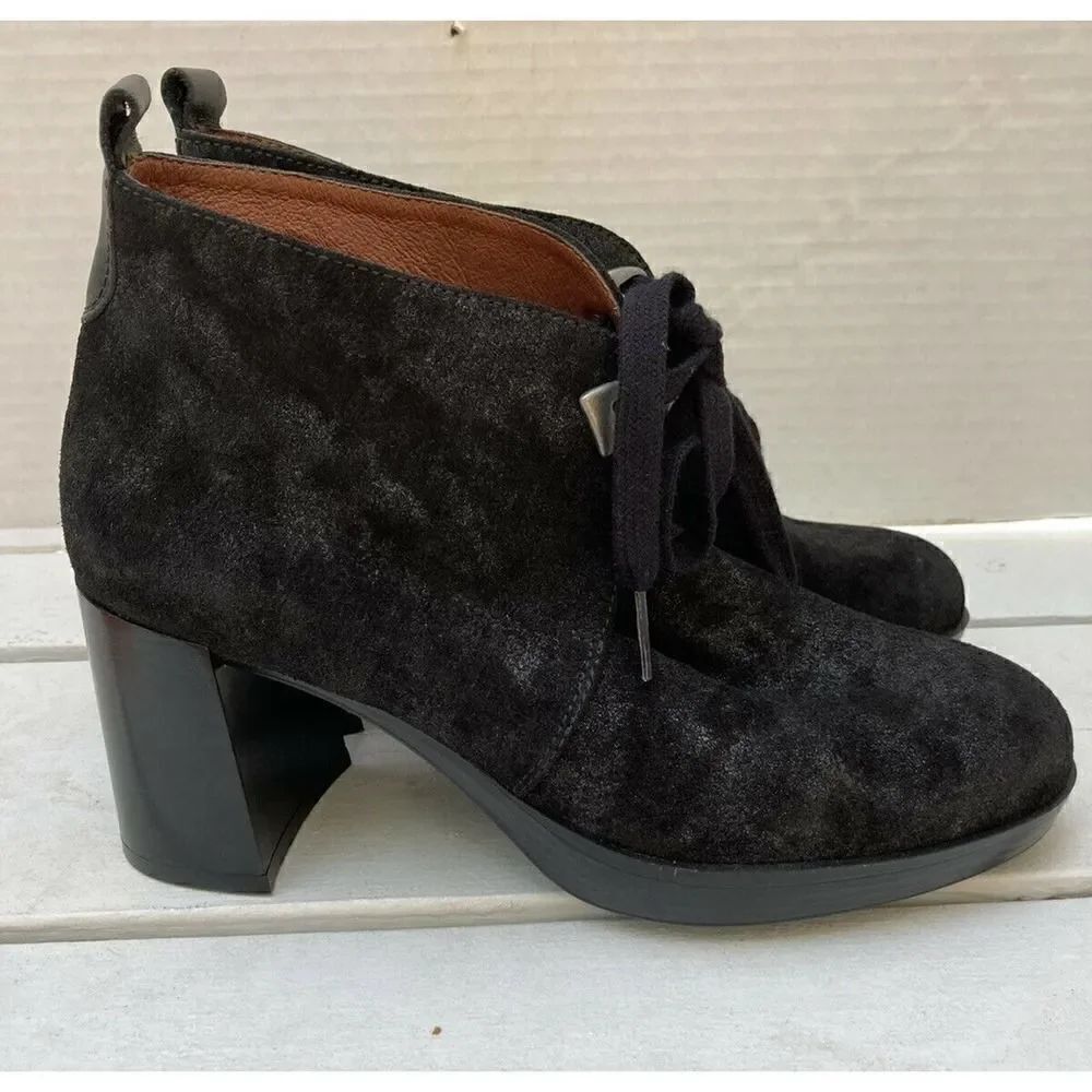 NEW Hispanitas Dasia Bow Lace up Bootie Black Suede Size 39EU/8US $289